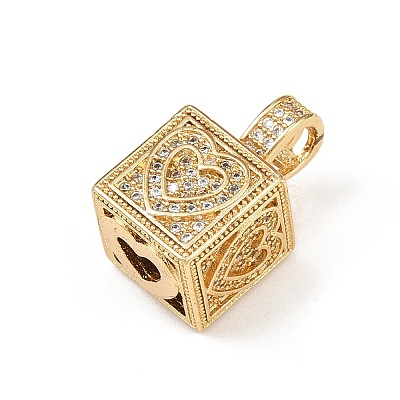 Brass Micro Pave Cubic Zirconia Pendants KK-F919-10A-G-1