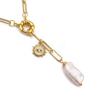 Natural Baroque Pearl Keshi Pearl Lariat Necklaces NJEW-JN03042-1