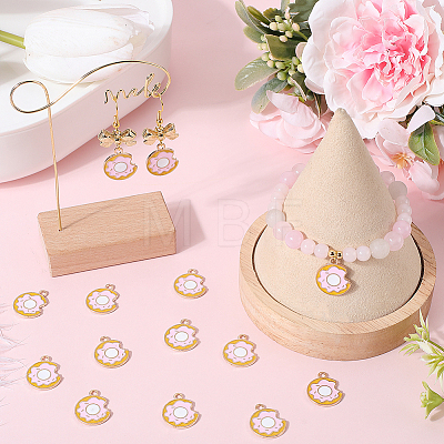 50Pcs Light Gold Plated Alloy Enamel Pendants ENAM-SC0004-84-1