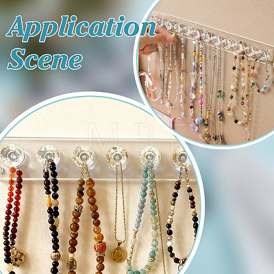 6 Bags Rectangle 12-Hook Acrylic Wall Mounted Jewelry Display Racks ODIS-GO0001-19-1