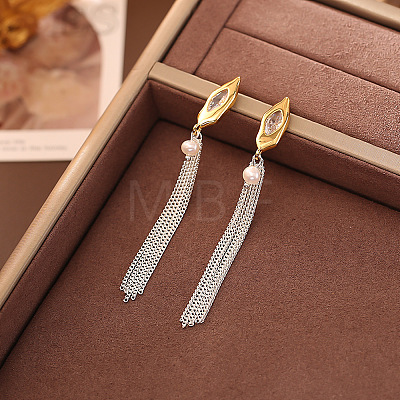 Brass & Cubic Zirconia Stud Earrings WGEC3A8-01-1