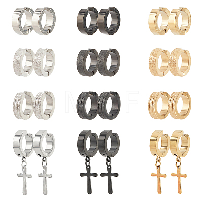 24Pcs 12 Style 204 Stainless Steel Clip-on Earrings EJEW-AN0003-44-1