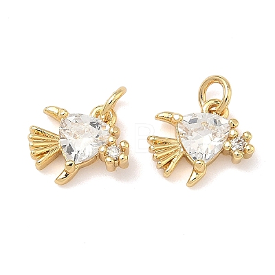 Brass Micro Pave Cubic Zirconia Charms KK-A291-12A-G-1