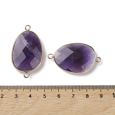Natural Amethyst Connector Charms G-C110-02C-KCG-1