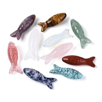 Natural & Synthetic Mixed Gemstone Carved Pendants G-T144-47M-1