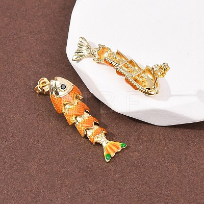 Fish Brass Micro Pave Cubic Zirconia Dangle Stud Earrings EJEW-C174-05G-02-1