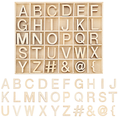 Unfinished Wood Letter A~Z & Symbol Pieces Sets DJEW-WH0015-35-1