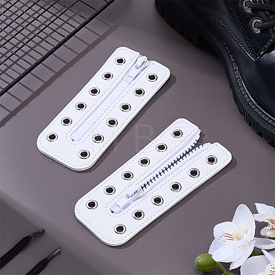 PU Leather Lace-in Boot Zipper Inserts DIY-WH0750-404A-1