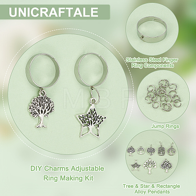 Unicraftale DIY Charms Adjustable Ring Making Kit DIY-UN0004-87-1