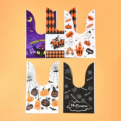 50Pcs 5 Styles Rabbit Shaped Halloween Candy Plastic Bags ABAG-FS0001-08A-1