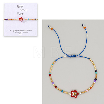 Flower Glass Seed Bead & Glass Beads Braided Bead Bracelets NS0067-4-1