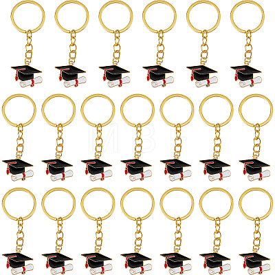 20Pcs Zinc Alloy Enamel Graduation Hat Keychains KEYC-FH00101-1