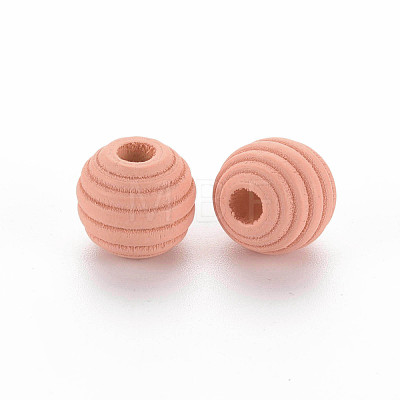 Painted Natural Wood Beehive Beads WOOD-S049-04A-10-1