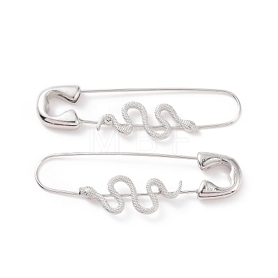 Alloy Safety Pin with Snake Hoop Earrings for Women EJEW-E176-01P-1