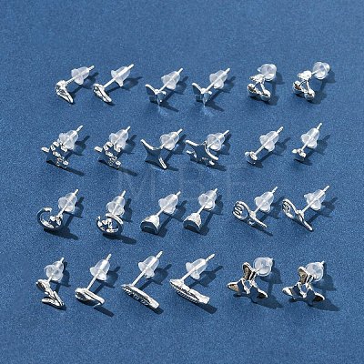 2 Pairs Alloy Stud Earrings for Women EJEW-FS0001-27A-1