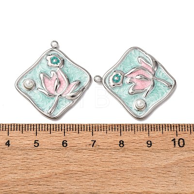 304 Stainless Steel Enamel Pendants STAS-P406-26D-P-1