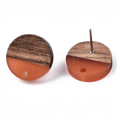 Resin & Walnut Wood Stud Earring Findings MAK-N032-008A-A01-1