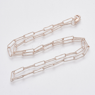 Brass Textured Paperclip Chain Necklace Making MAK-S072-03A-RG-1