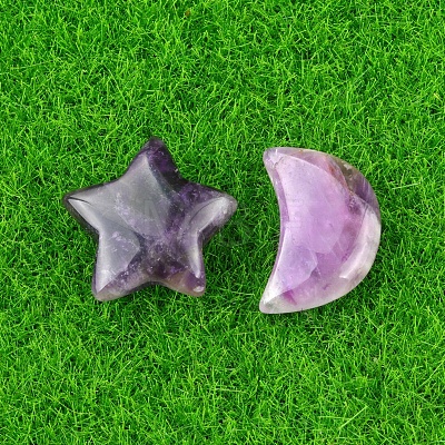 Natural Tiger Eye Healing Moon & Star Ornaments X1-PW-WG13036-05-1