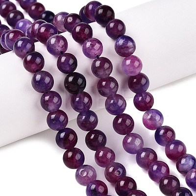 Dyed Natural White Jade Beads Strands G-T138-8mm-210-12-1