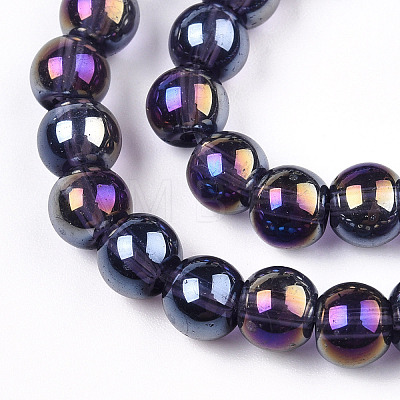 Electroplate Transparent Glass Beads Strands X-GLAA-T032-T6mm-AB03-1