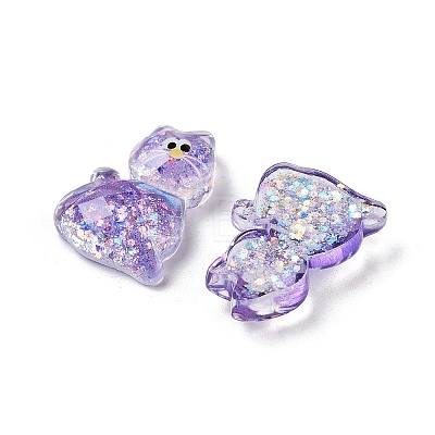 Transparent Resin Bowknot Kitten Decoden Cabochons RESI-M045-07F-1