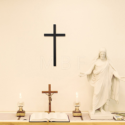 Rubber Wood Cross Wall Decoration AJEW-WH0083-31-1