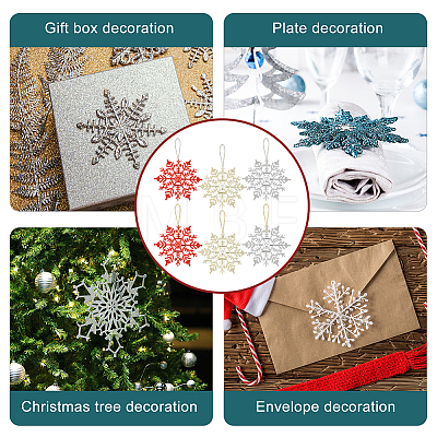 3 Bags 3 Colors Glitter Snowflake Plastic Pendant Decorations AJEW-GA0006-08-1
