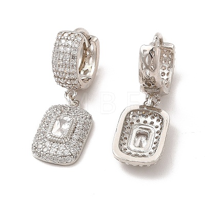 Rack Plating Brass Micro Pave Cubic Zirconia Hoop Earring for Women EJEW-H091-35P-1