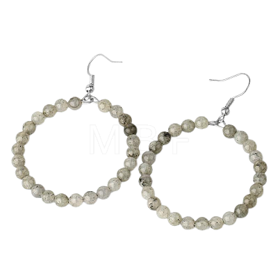 Fashionable Natural Spectrolite Hoop Earrings for Women KJ9273-4-1