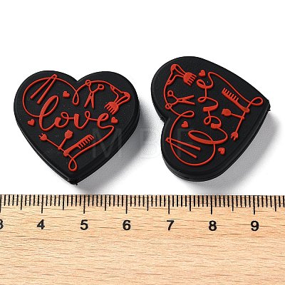 Food Grade Heart with Word Love Silicone Focal Beads LS-SIL-NH0001-01B-1