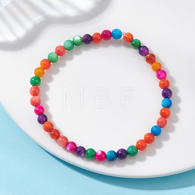 Dyed Natural Freshwater Shell Beaded Strertch Bracelets for Women BJEW-JB13687-1