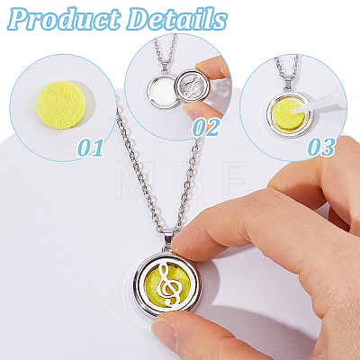 3Pcs 3 Styles Stainless Steel Hollow Essential Oil Diffuser Locket Pendant Necklaces NJEW-HS0001-26B-1
