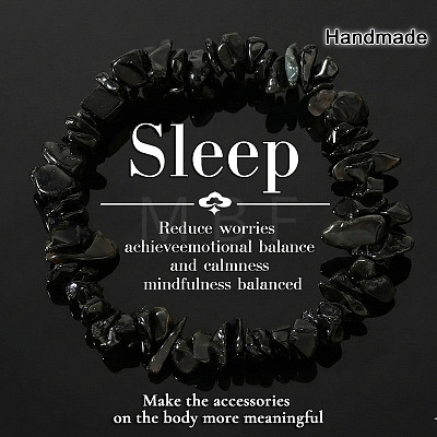 Natural Obsidian Chip Beaded Stretch Bracelets JI5766-11-1