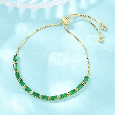 Rectangle Brass Micro Pave Cubic Zirconia Slider Bracelets KK-A305-02G-04-1