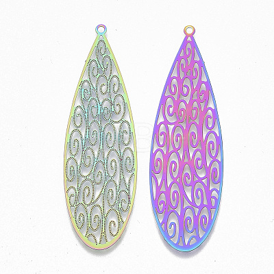 Ion Plating(IP) 304 Stainless Steel Filigree Big Pendants X-STAS-S108-81-1