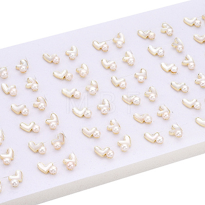 Natural White Shell Heart & Pearl Stud Earrings PEAR-N020-05P-1