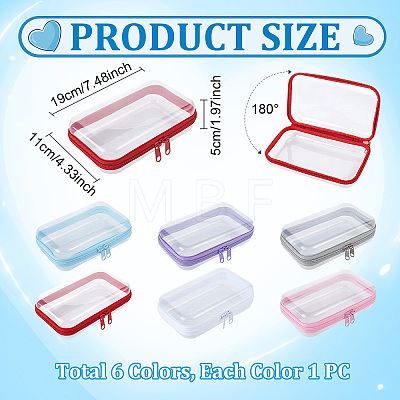 6Pcs 6 Colors Transparent PET Desktop Storage Zipper Boxes ABAG-WA0001-44A-1
