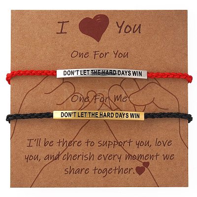 2Pcs DON'T LET THE HARD DAYS WIN 304 Stainless Steel Charm Motivational Quote Bracelets FG5463-5-1