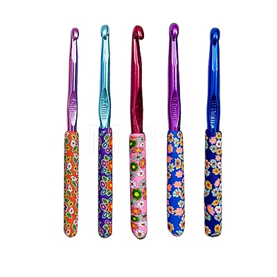 5Pcs Printed Aluminum Diverse Size Crochet Hooks Set PW-WG18832-01-1