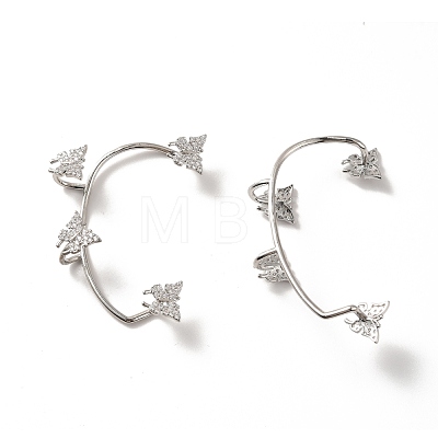 Clear Cubic Zirconia Butterfly Cuff Earrings EJEW-K093-25P-1