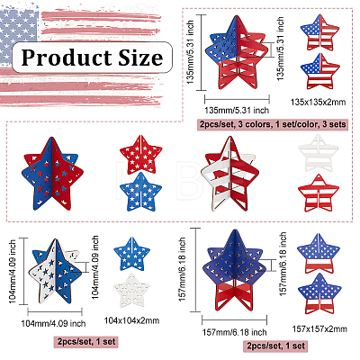  5 Sets 5 Style Independence Day Wood Display Decorations DJEW-NB0001-29-1