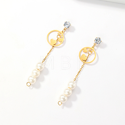 Golden 304 Stainless Steel Dangle Stud Earrings CL0746-3-1