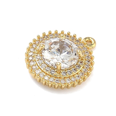 Brass Micro Pave Cubic Zirconia Pendants KK-C254-01C-G-1