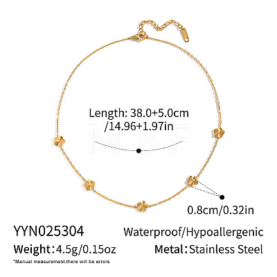 304 Stainless Steel Flower Link Chain Necklaces for Women BR4750-1