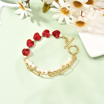 Shell Pearl Beaded Bracelets for Girl Women X1-BJEW-TA00014-1