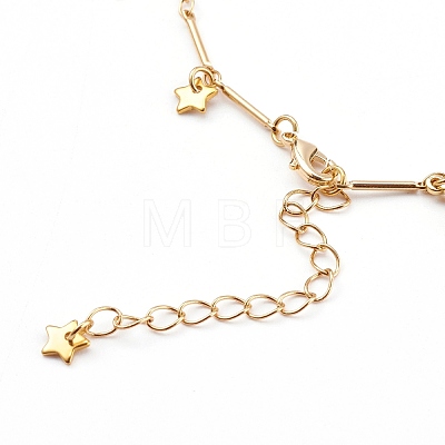 304 Stainless Steel & Brass Star Charm Anklets AJEW-AN00401-02-1