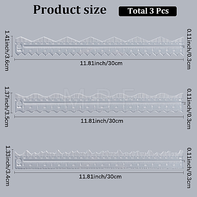 3Pcs Acrylic Rulers FIND-WH20015-099-1