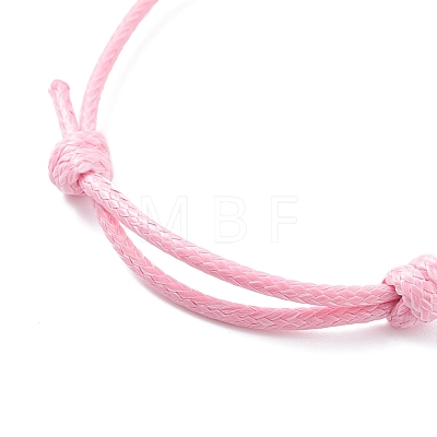 Natural Rose Quartz Heart Braided Cord Bracelet BJEW-JB07685-02-1