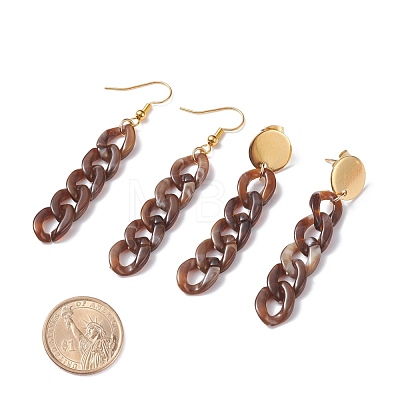 Chunky Acrylic Curb Chain Long Drop Earrings EJEW-JE04772-04-1
